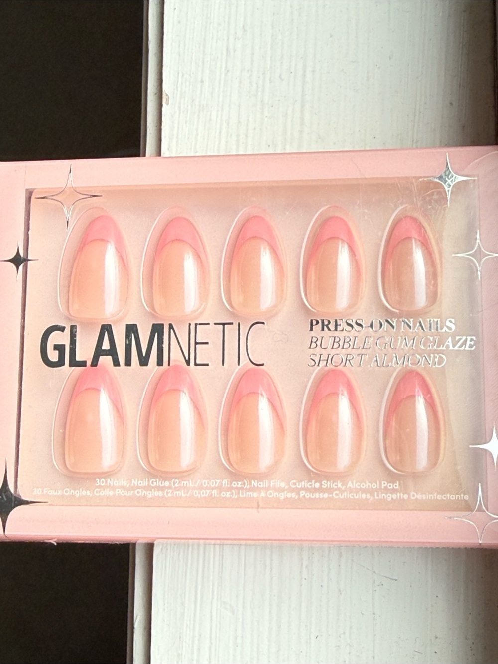 Glamnetic Pink French Tip Almond Press-On Nails